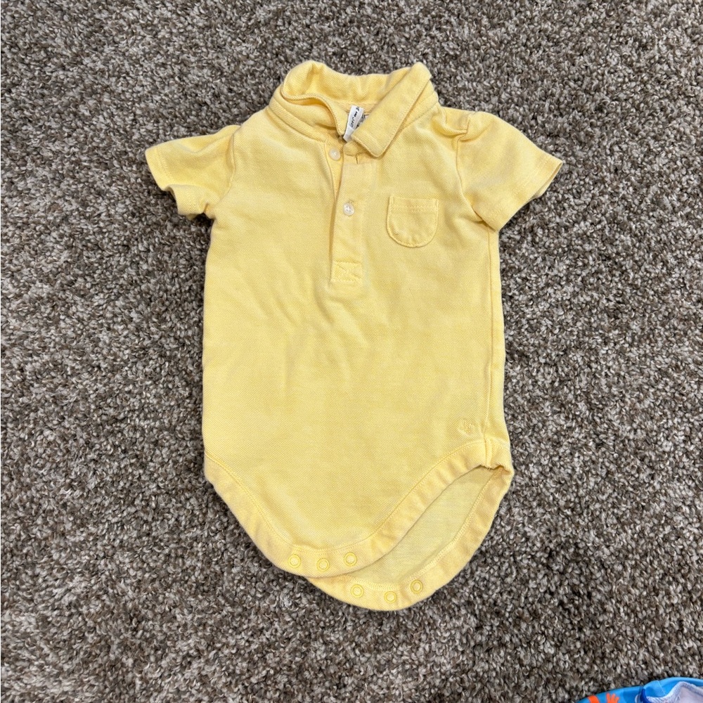 Janie and Jack Yellow Baby Onesie with Collar